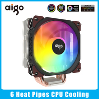 Aigo CPU Air Cooler 4Pin PWM 6 Heat Pipes Radiator ARGB Cooling Fan 120MM Case Fan For Intel LGA 115X 1200 1700 18XX 2011 AMD