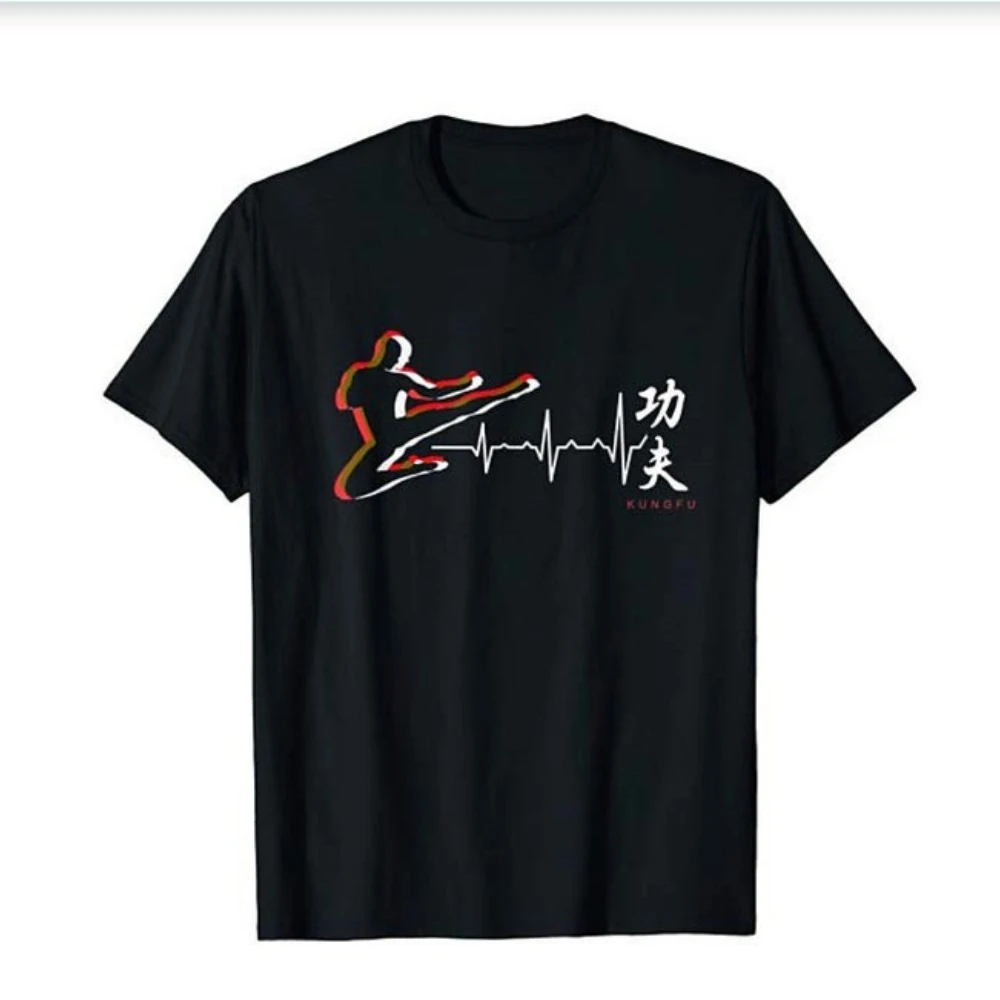 Kung Fu Shaolin Heartbeat Graphic T Shirts Woman Man Summer Martial Arts Enthusiast Outdoors Breathable Cotton T-shirt Clothes