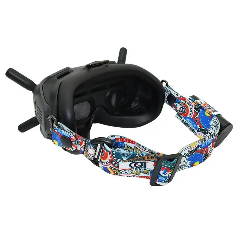 DT23 Graffiti Headband Fixed Strap for FPV Video Glasses Adjustable Elastic Nylon Sticker Comfortable Durable Neon Design