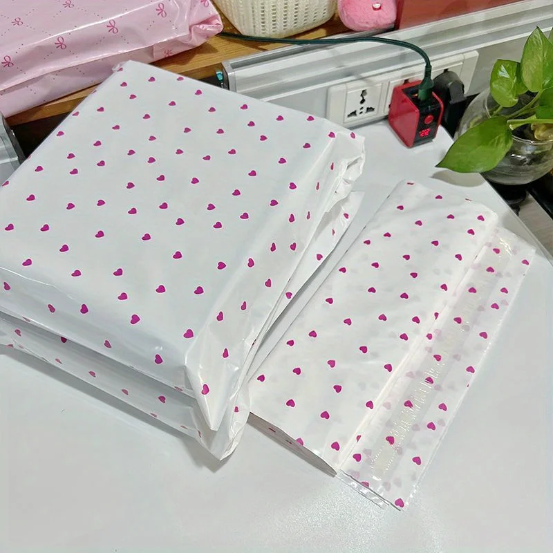 10Pcs 12 Silk Thickened Pink Poly Mailers 11.02*16.54in Self Adhesive Waterproof Shipping Bags Clothing Gift Packaging Mailing E