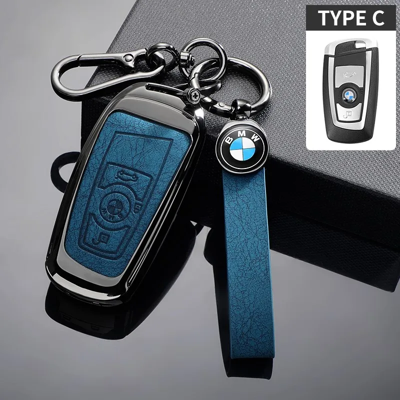 

Alloy Leather Car Key Cover Shell Keychain For BMW F20 F30 G20 F31 F34 F10 G30 F11 X3 F25 X4 I3 M3 M4 1 3 5 7 Series Accessories