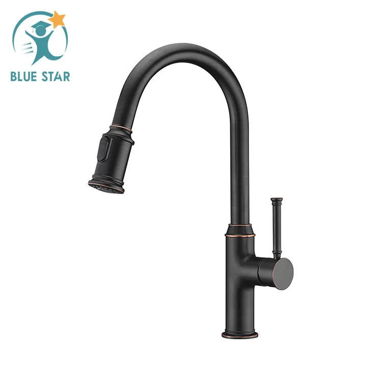 Pull Down Kitchen Sink Faucet Hot and Cold Cupc Commercial Spring Sale Black Cheap OEM Ceramic Style Brass Lead Surface Graphic