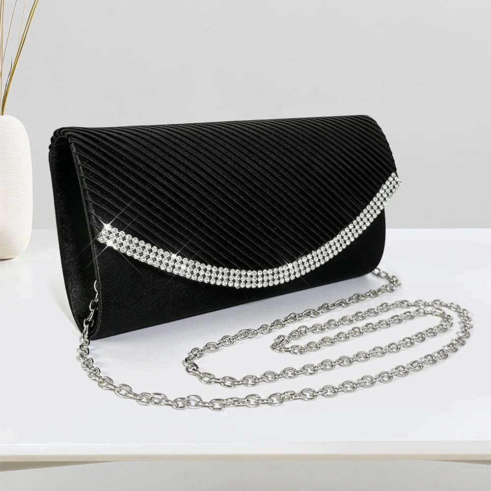 2023 New Luxury Evening Bag Clutch Fashion Diamond Ladies Clutches Bags Over Shoulder Handbags Velvet Party Wedding Black Purse