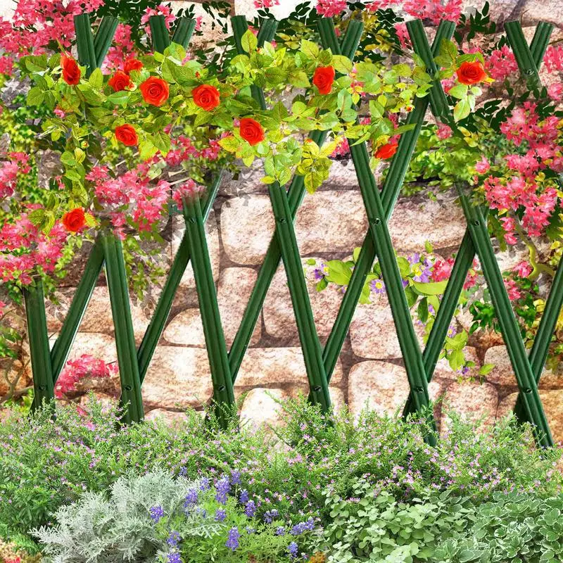 PVC Expandable Garden Trellis PVC Expanding Lattice Fence Expanding Plastics Plant Supports Panels For Climbing Plants Vine Ivy