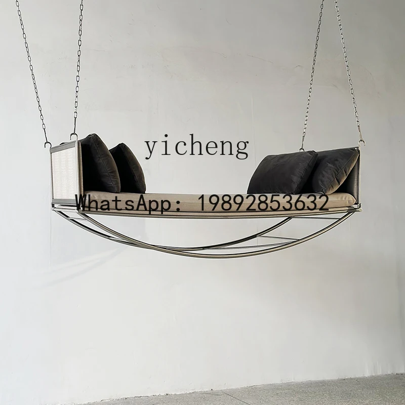 X1   creative chain steel bone air suspension hammock single bed indoor model room assembly