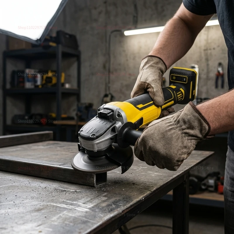 125mm Cordless Brushless Angle Grinder 9000RPM Cutting Polishing Tool for Metal Wood Compatible with 20V Lithium Battery