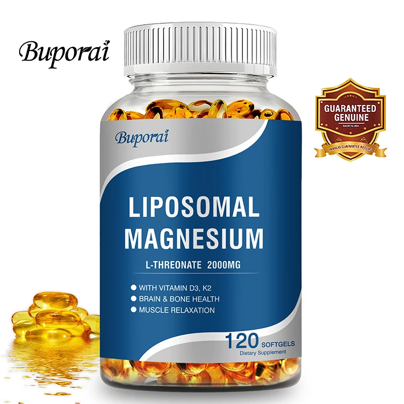 

Liposomal Magnesium L-Threonate - Supports Brain, Bone Health and Muscle Relaxation, Soothes Nerves, and Maximizes Absorption