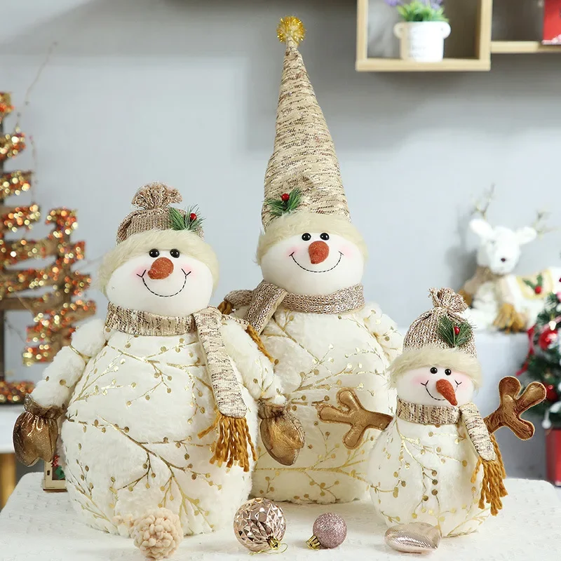 Snowman Dolls Chirstmas Decoration for Home Tabletop Stuffed Snowman Figurines Plush Toy Xmas Party Ornaments Navidad Gift