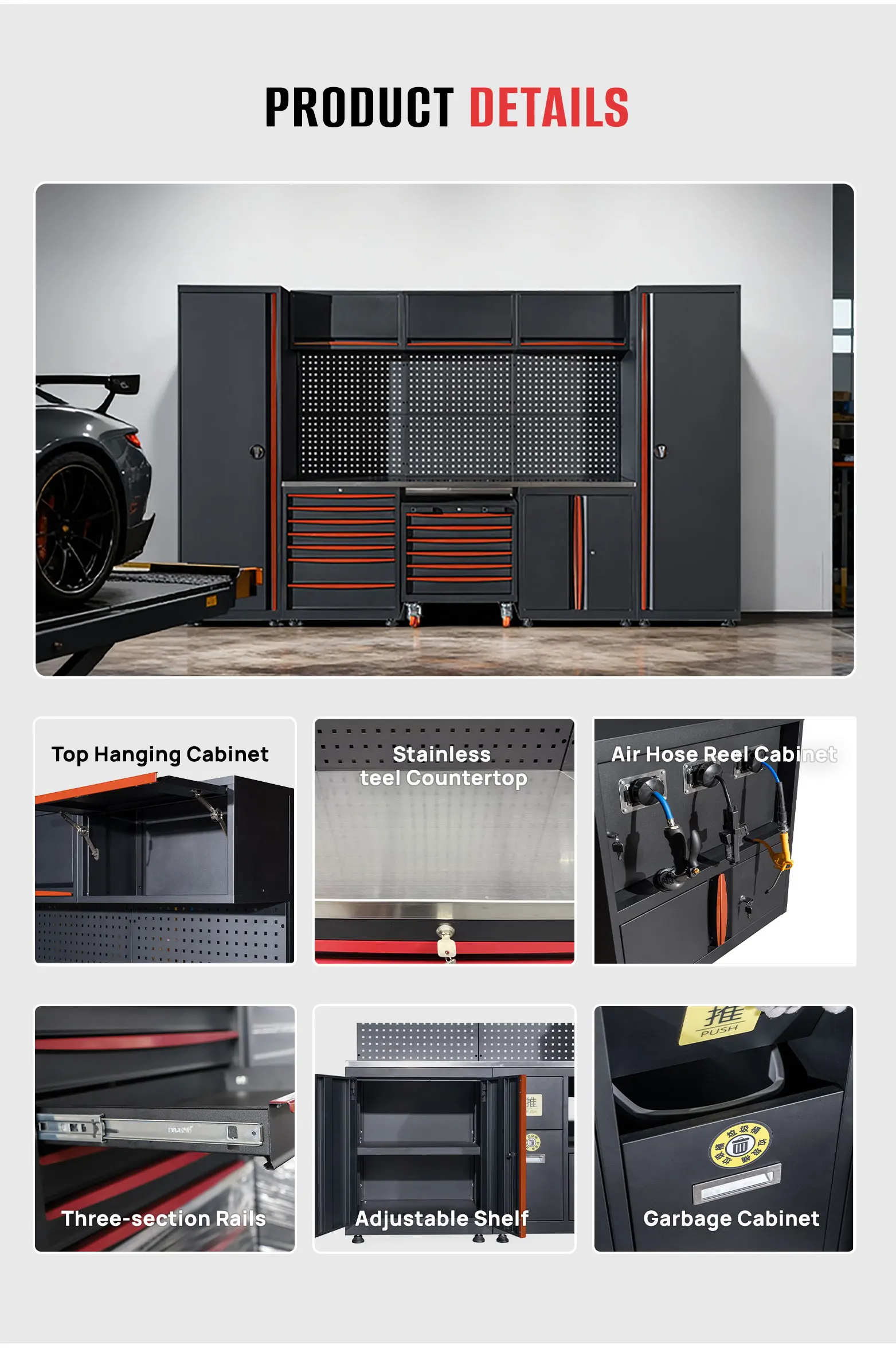 Rockshell 500kg Load Modular Garage Workstation Heavy Duty Tool Cabinet OEM ISO Certified 3-Year Warranty Professional
