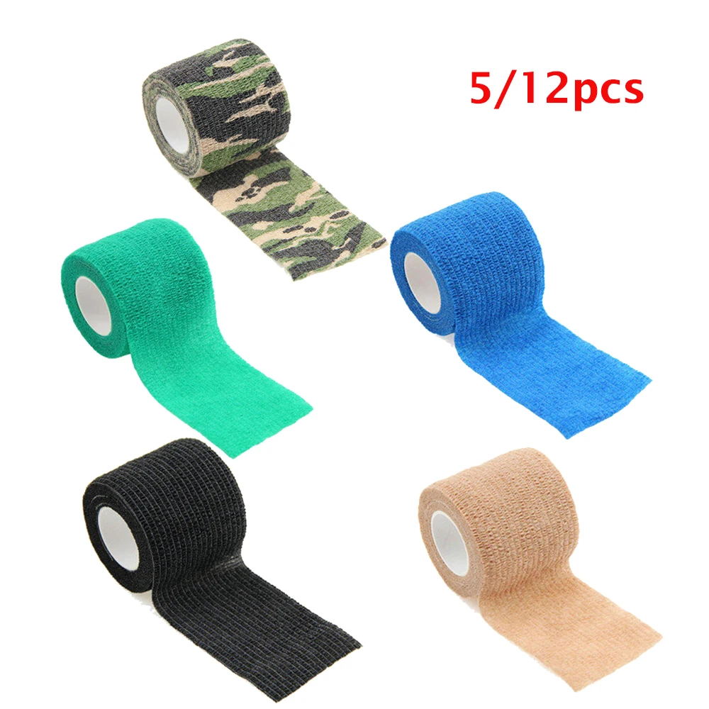 5/12pcs Disposable Selfadhesive Flex Elastic Bandage Tape For Tattoo Handle Grip Tube Wrap Elbow Stick Medical Accessory 5*450cm