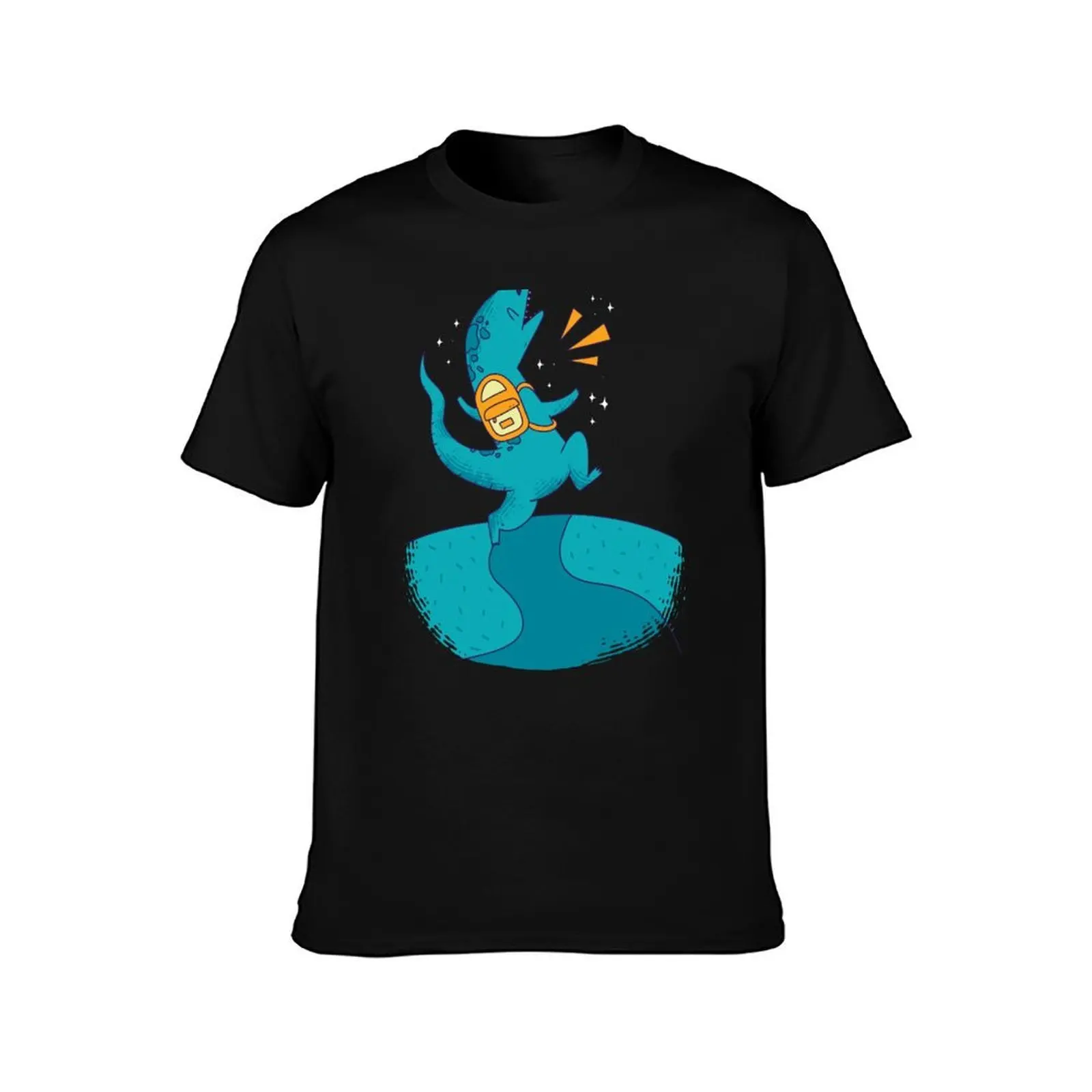 DINOSAUR BACKPACK T-Shirt, Summer Casual Cotton Tee, Oversized Streetwear Tops, Vintage Graphic Print, Loose Fit Short Sleeve