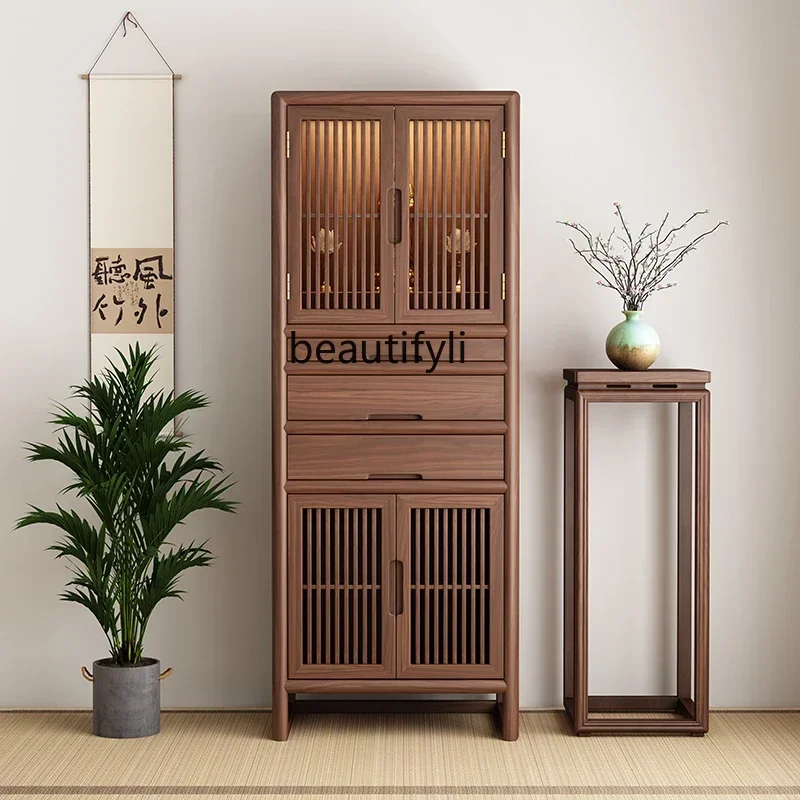 xzNew Chinese black walnut simple, vertical cabinet Buddhist platform Bodhisattva Buddhist hall household Shentai God of Wealth