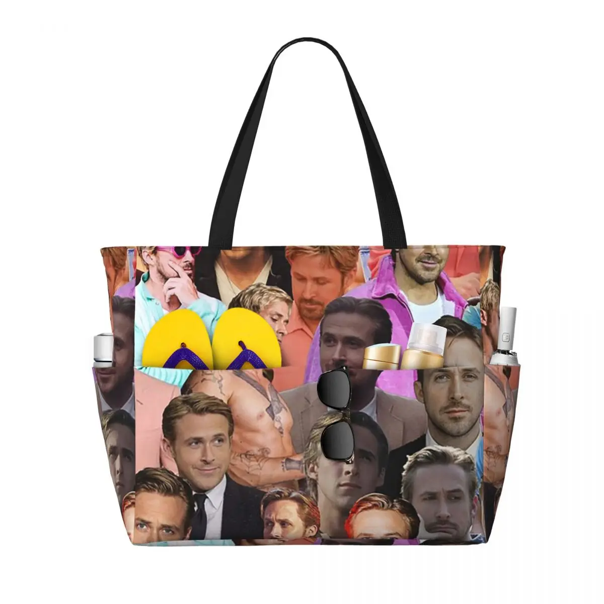 

Ryan Gosling Photo Collage Beach Tote Bag Sport Gym Yoga Duffle Large Tote Bag Women Travel Bag Fitness bag
