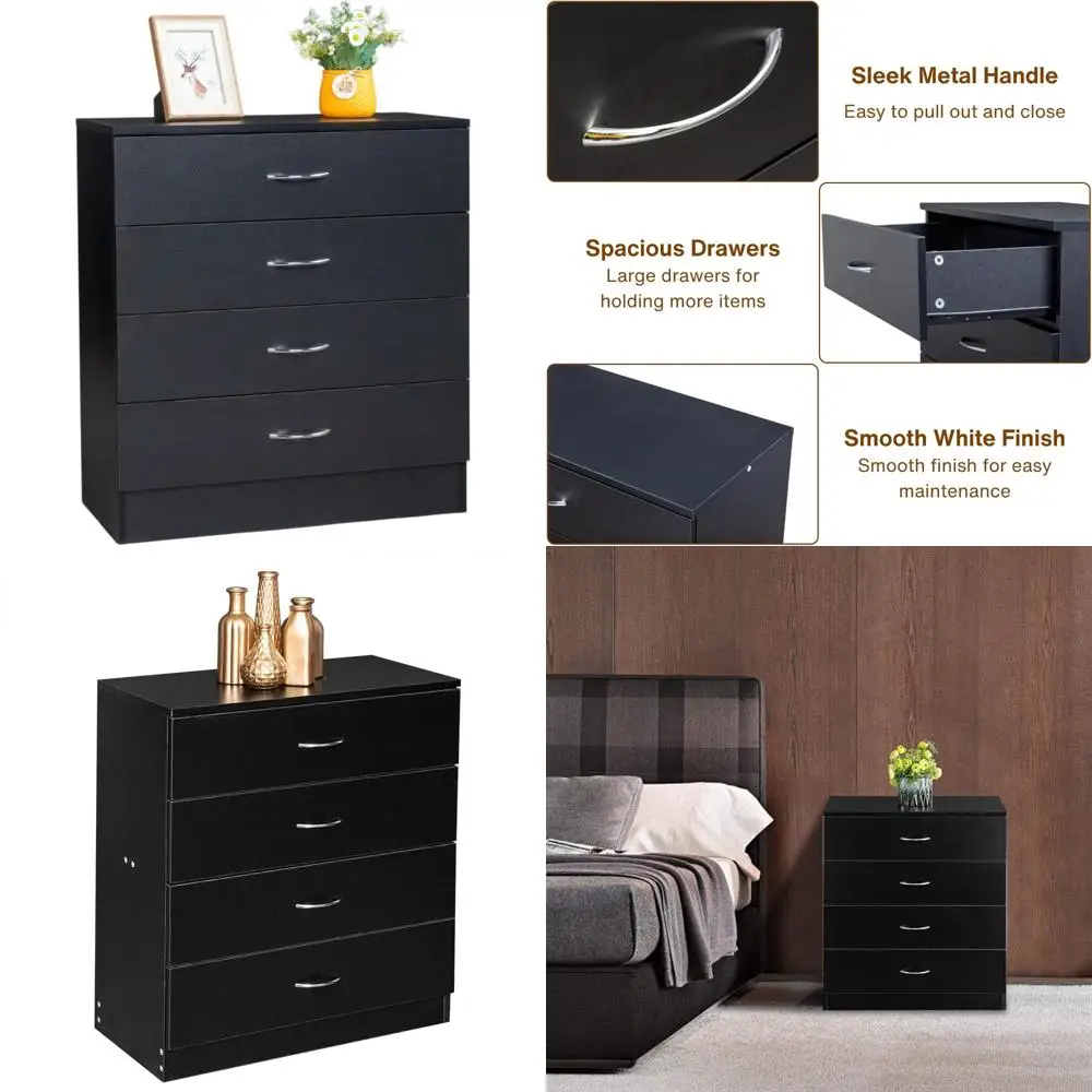 خزانة غرفة نوم ذات 4 أدراج، منضدة معاصرة مع مساحة تخزين، طاولة جانبية خشبية لغرفة المعيشة #1