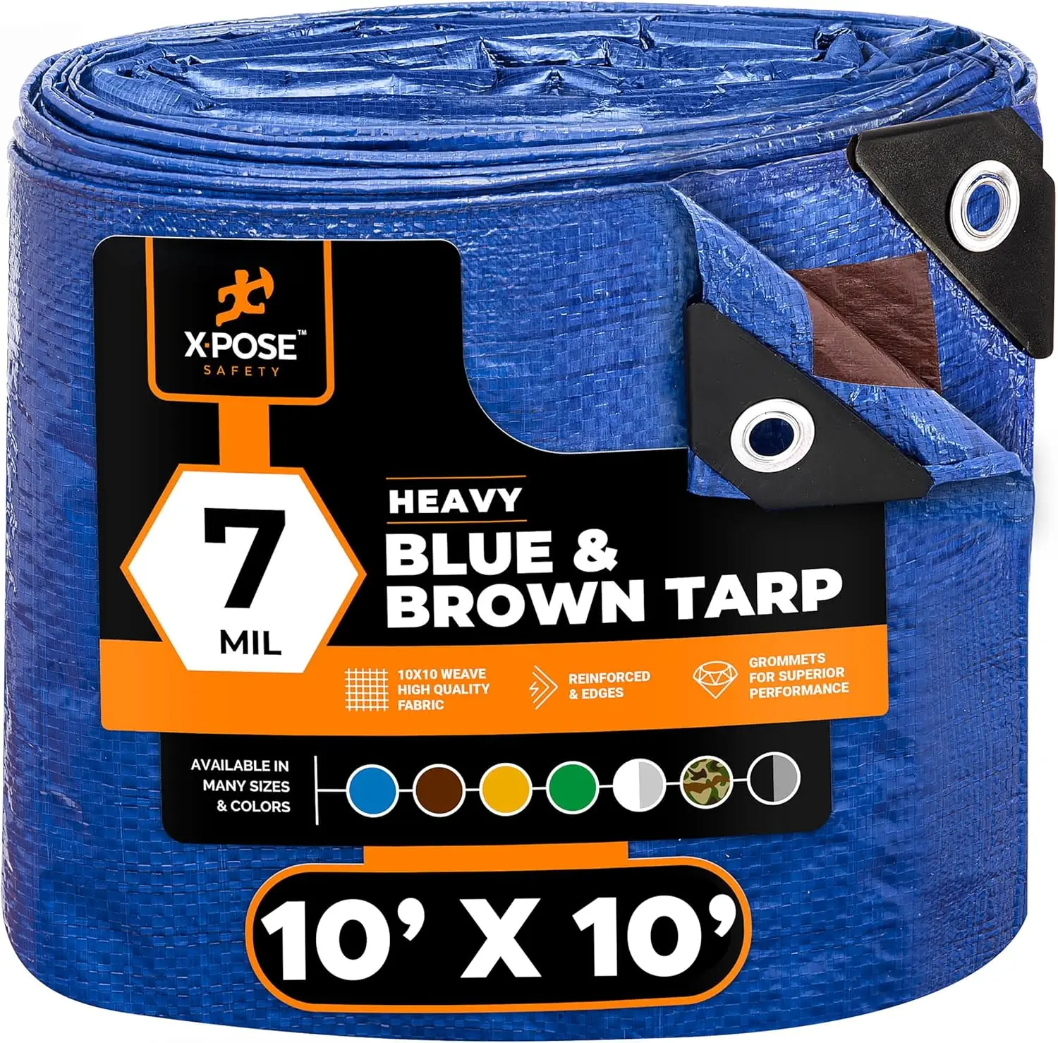 

Heavy Duty Waterproof Tarp 10x10, 7 Mil Weatherproof Camping Tarp for Tent Rain Wind Sun, Outdoor Cover for Roof Trailer RV Boat