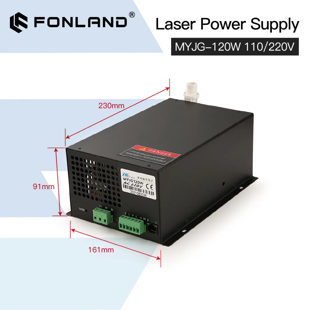 FONLAND 120W Laser Power Supply Source Replacement MYJG-120W 110/220V for Reci yongli EFR Co2 Laser Tube Cutting Machine