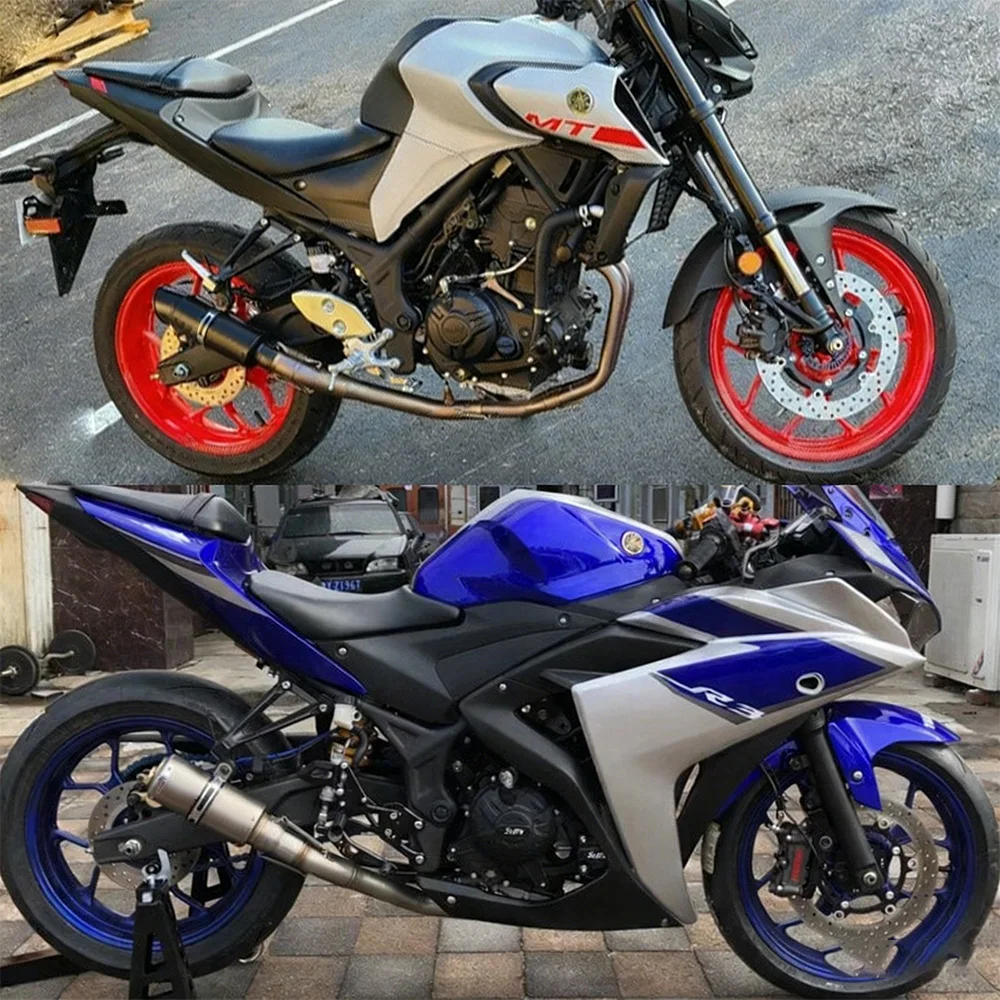 Für Yamaha YZF R3 2015-2023 MT-03 Komplettes System Schwarzer Schalldämpfer Auspuffkrümmer Auspuffrohre Auspuffanlagen – Detail 3