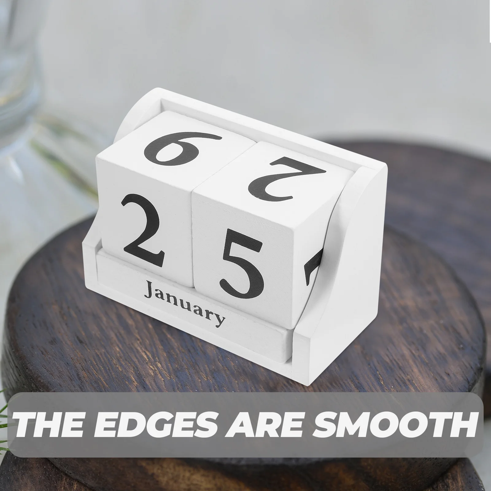 Bloque de calendario, soporte de decoración de escritorio elegante, indicador de fecha y mes, cubo de madera para el hogar y la Oficina