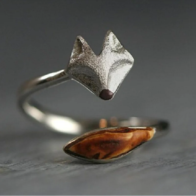 

Fashion Personality Small Animal Little Fox Open Mouth Ring