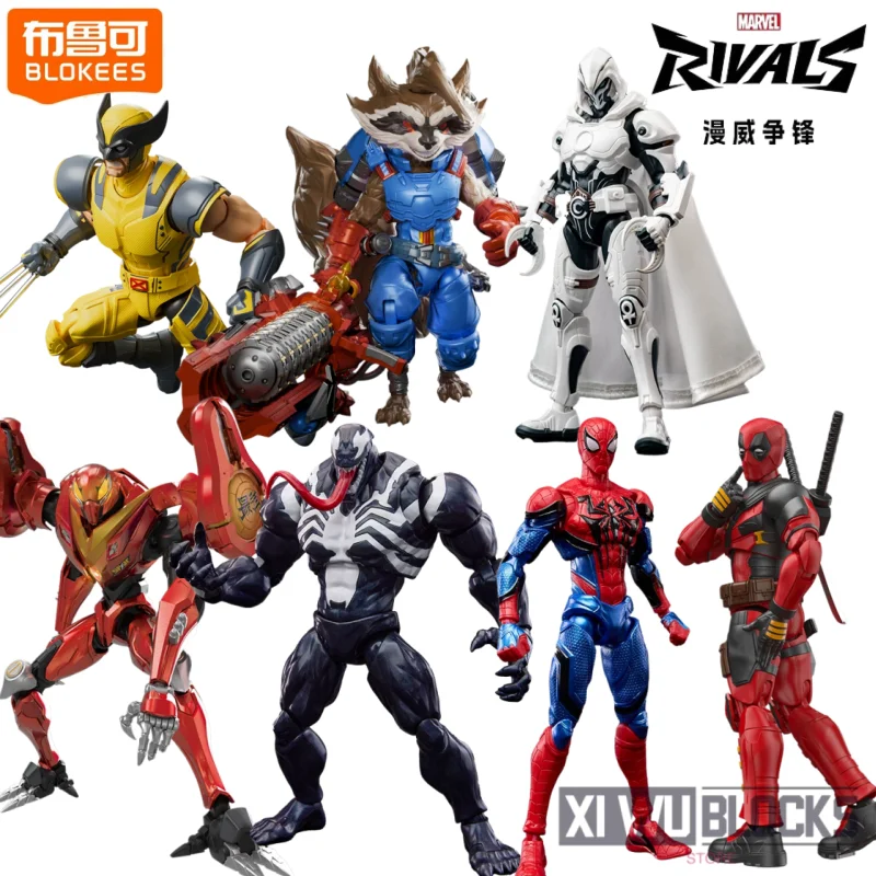Bloques de Construcción Móviles BLOKEES Marvel Rivals, Juguete de Rocket Raccoon, Modelo de Ensamblaje de Spider-Man y Venom, Adorno de Deadpool y Wolverine, Regalo