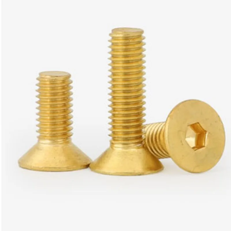 2-20pcs DIN7991 M2 M2.5 M3 M4 M5 M6 M8 Pure Brass Flat Hex Hexagon Socket countersunk Head Screws A1