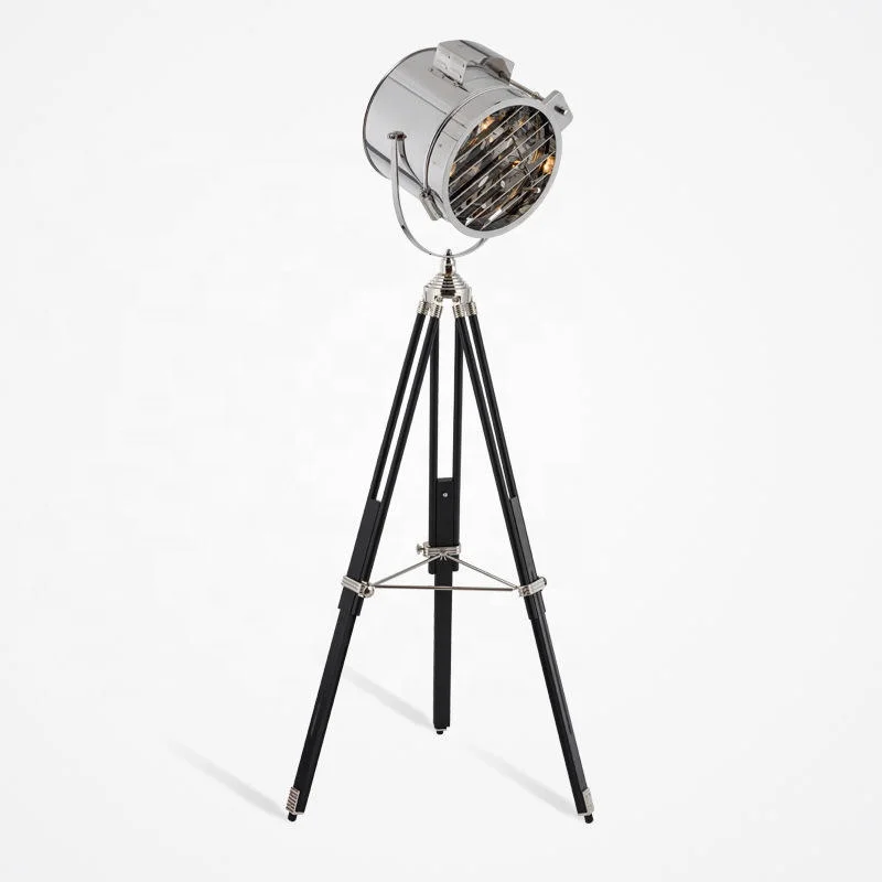 Antique retro metal tripod floor lamp
