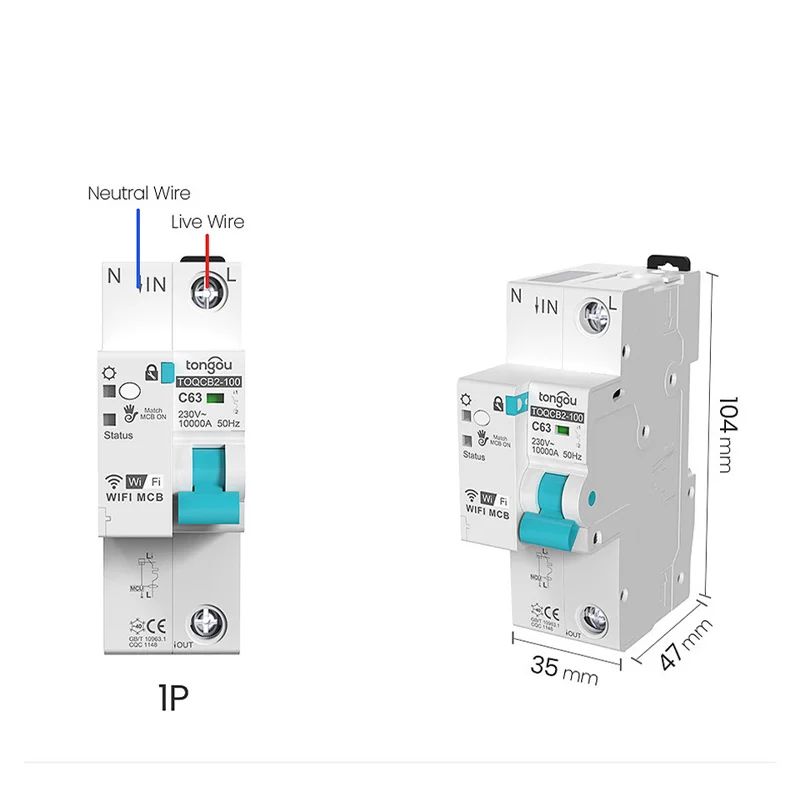 Imagem -02 - Din Rail Tuya Wifi Disjuntor de Medição Smart Life Timer Controle Remoto Automático Interruptor sem Fio Interruptor Recluso