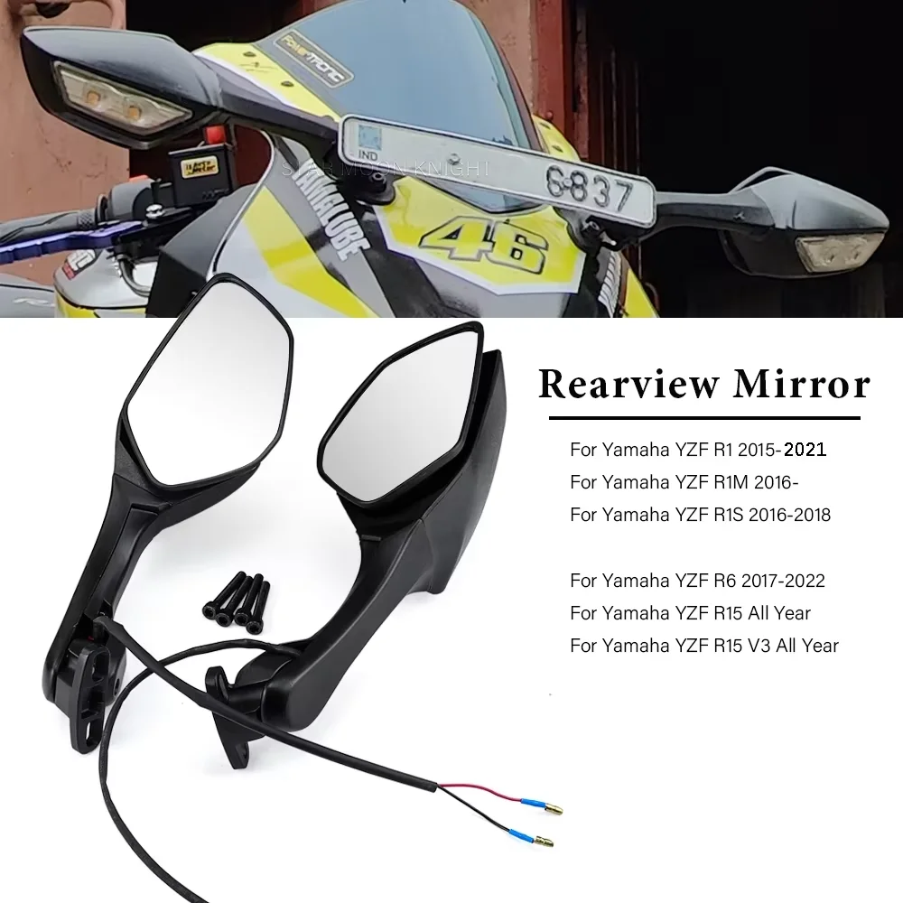 Motorcycle side rearview mirror with LED turn signal For Yamaha YZF/R15/R15 V3/R1 2015-2021 /R1M 2016- /R6 2017-2022