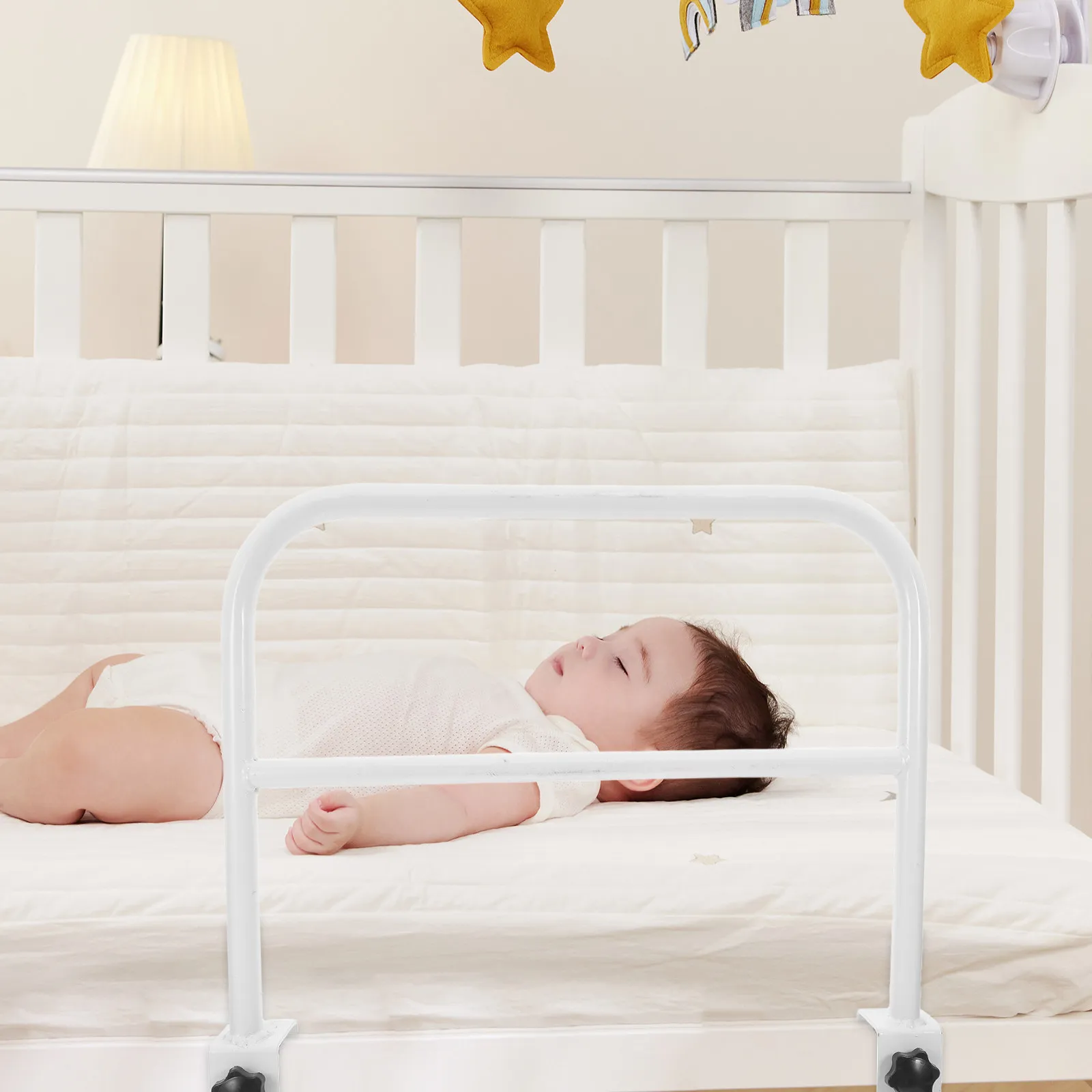 

Bed Guardrail for Side - 15.92x14.15x2.24in White Iron Anti-Fall Rail - Removable Child Bedside Protection - Portable