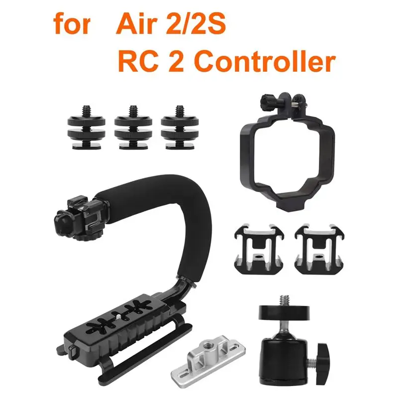B92B Handheld Shooting Bracket for DJI AIR 2/2S, U-Shaped Stand, Camera Drone Bracket, Metal, 1/4 Screw, Black