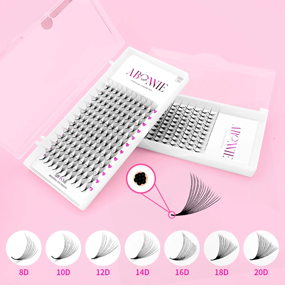 ABONNIE 8D-20D Pointy Base Premade Volume Fan 120 Fans Sharp Pointy Stem Cilia Eyelash Extension