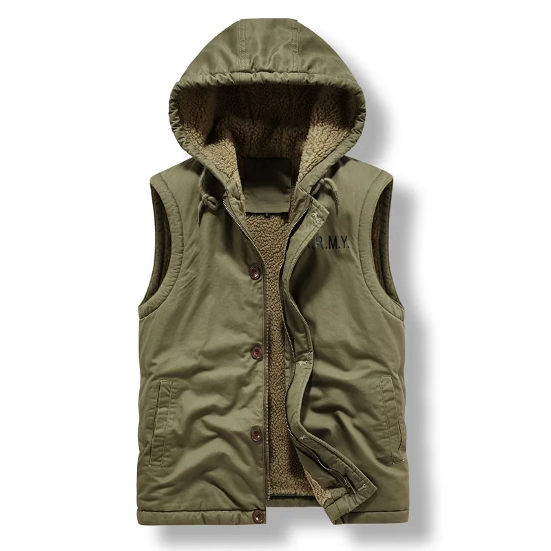 

N1 Winter Men's Sleeveless Jacket Fleece Men's Vest Warm Unloading Military Many Pocket Tactical Coat Male Jacket Plus Size 4XL