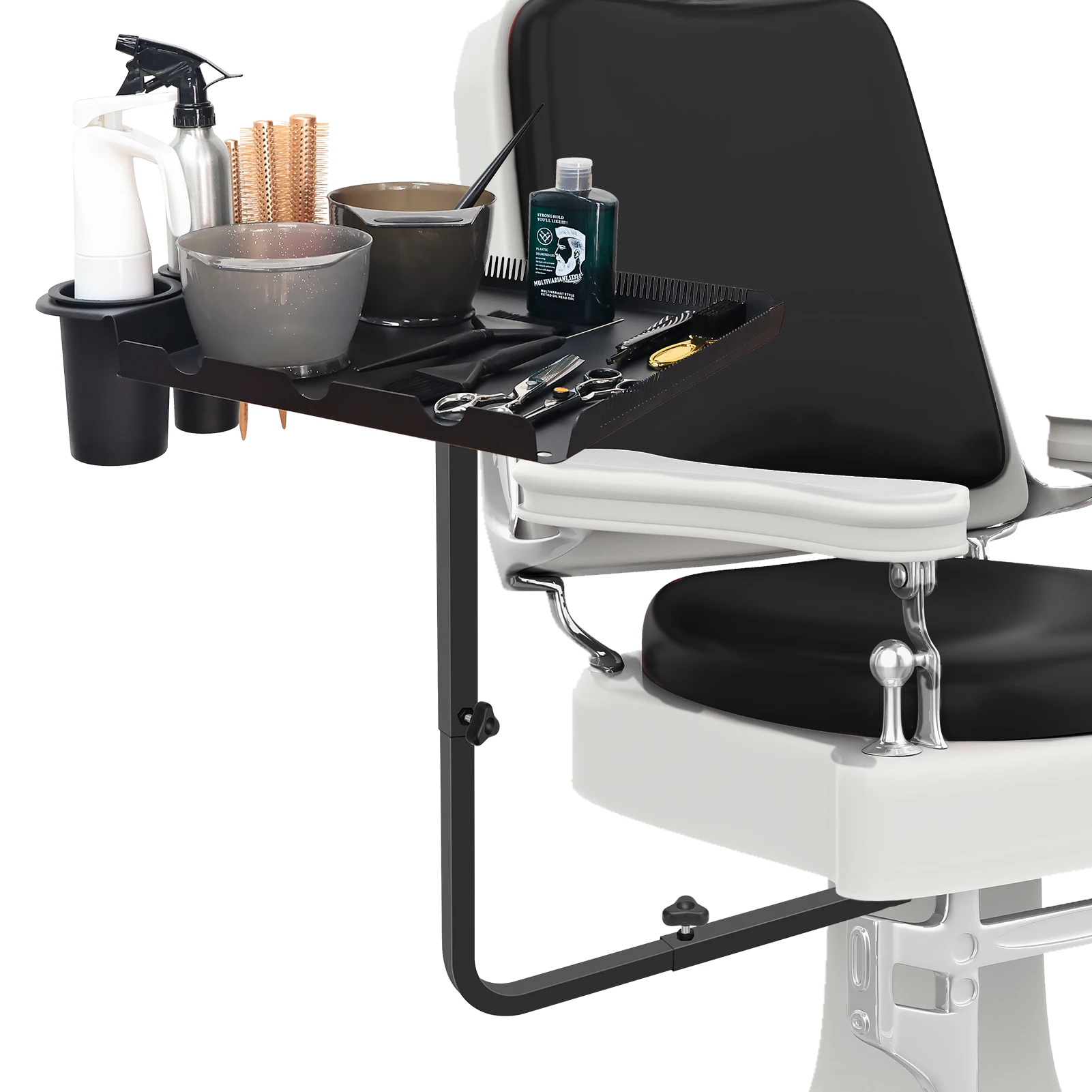 

Salon 360 Degree Rotating Tray Hair Cutting Tray Aluminum Tray Adjustable Multifunctional Hairdressing Tools Storage Tray