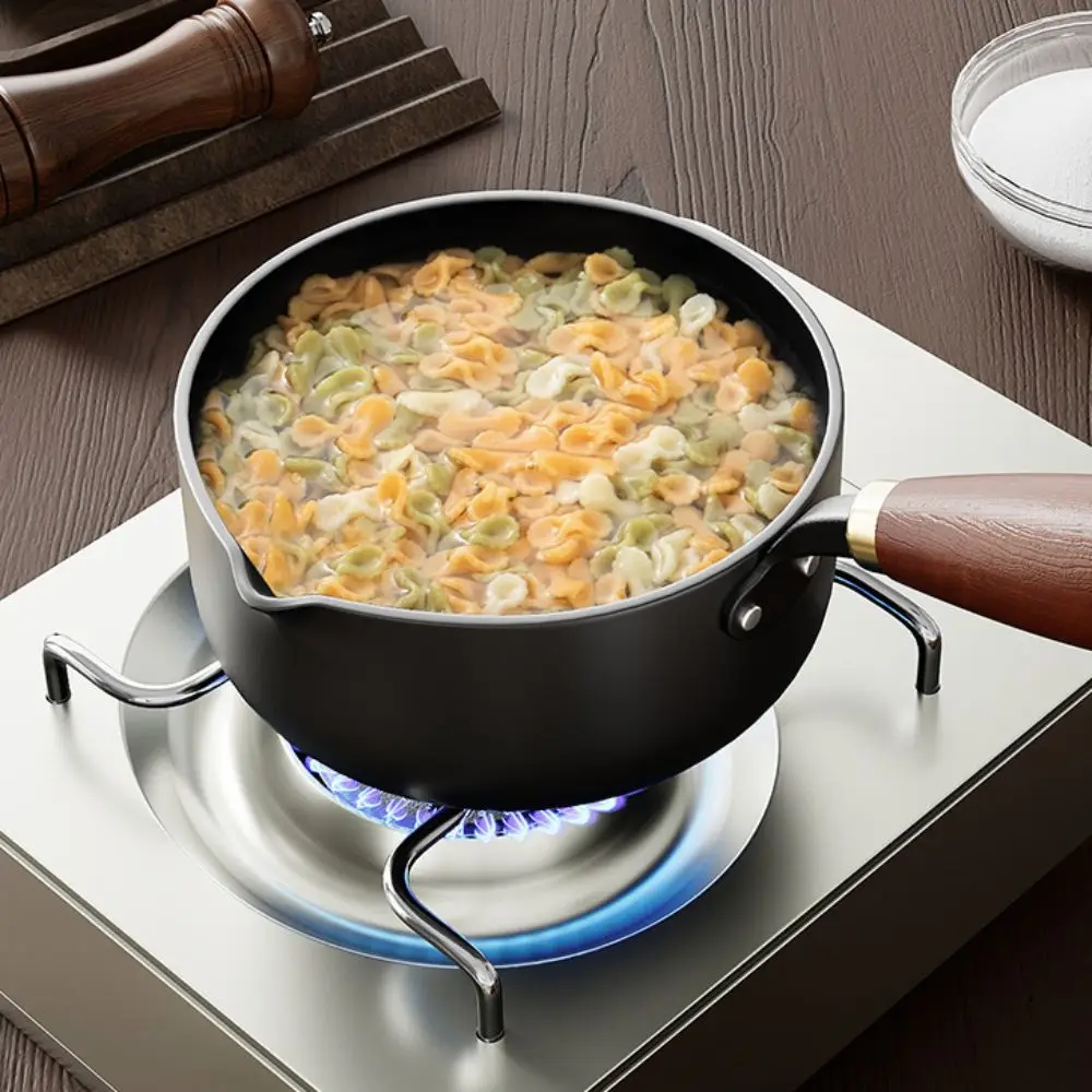 

Universal Cast Iron Oil Splashing Pot Uncoated Wooden Handle Omelette Pan Deepened Thickened Hot Oil Pot Chocolate
