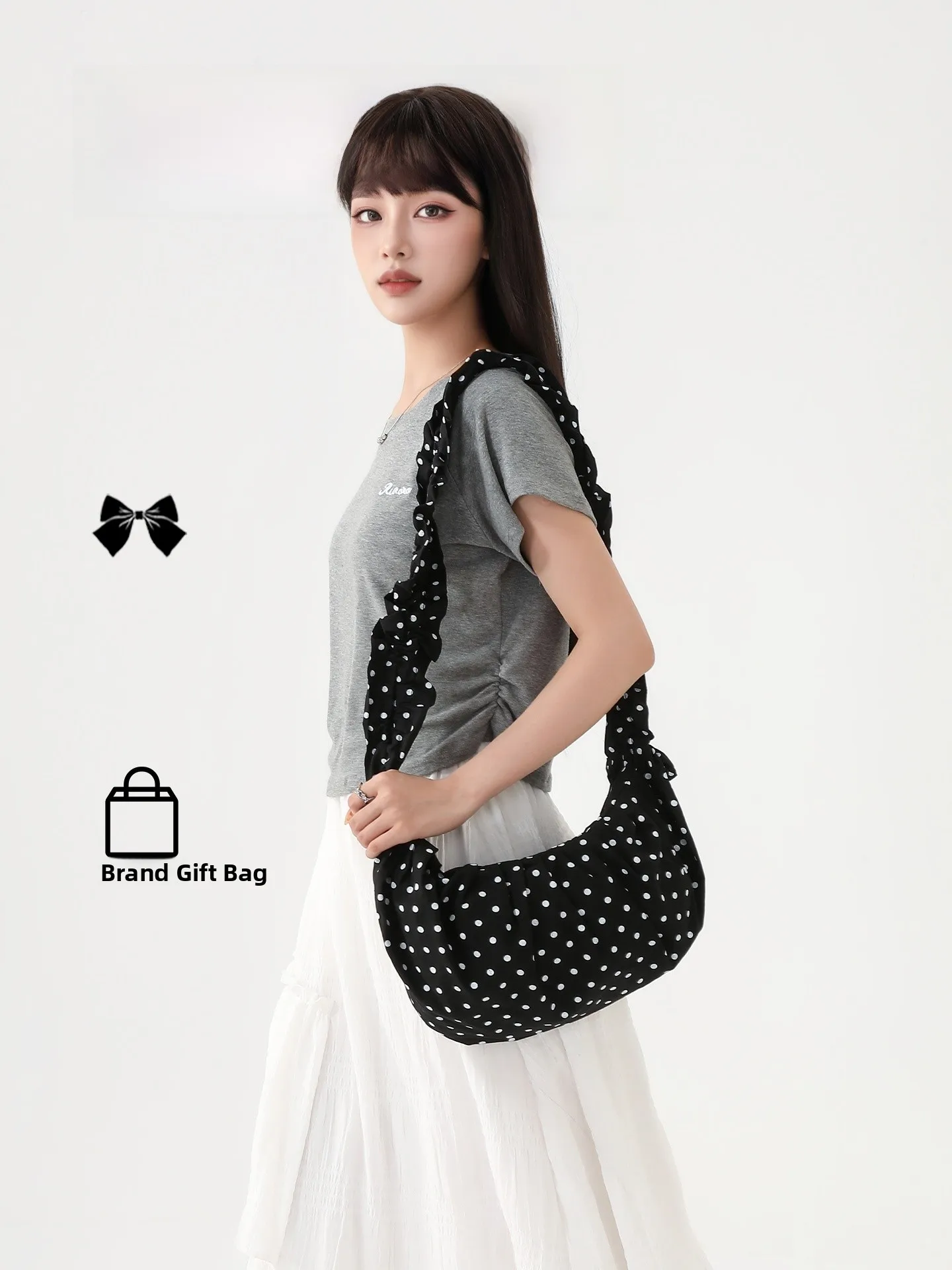 

BEGOOER корейская сумка для пельменей в горошек, женская большая вместительная повседневная сумка через плечо на одно плечо, новинка 2025, Sle