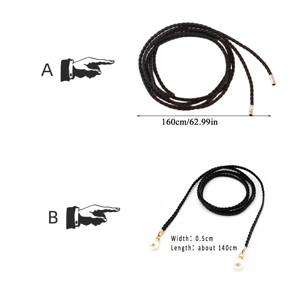 Correas tejidas anudadas para mujer, cuerda de cintura de Color sólido, cadena de cintura ultrafina, colgante de aleación, cinturones trenzados