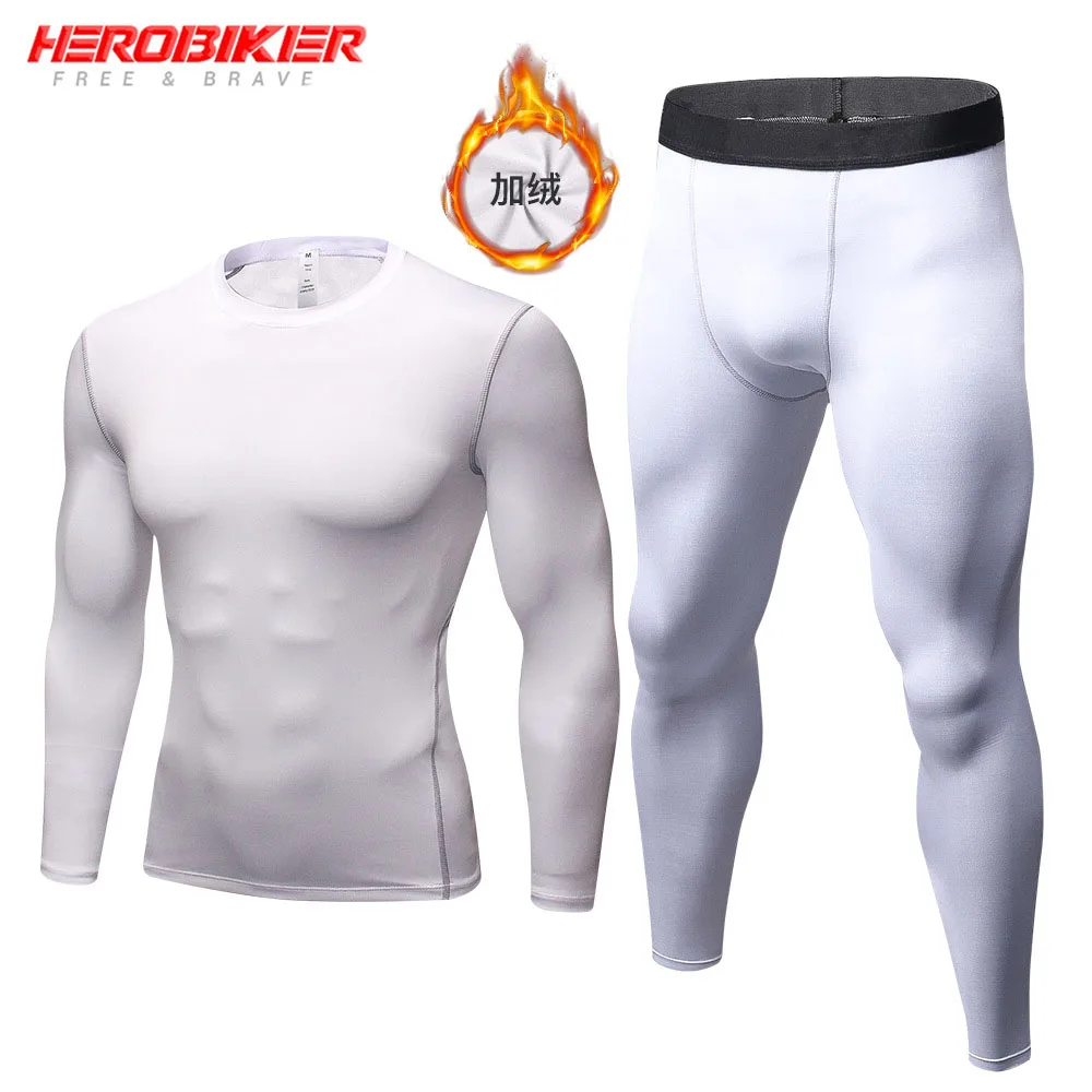 HEROBIKER Fleece Lined Thermal Underwear Men Set Motorcycle Skiing Base Layer Winter Warm Long Johns Shirts & Tops Bottom Suit