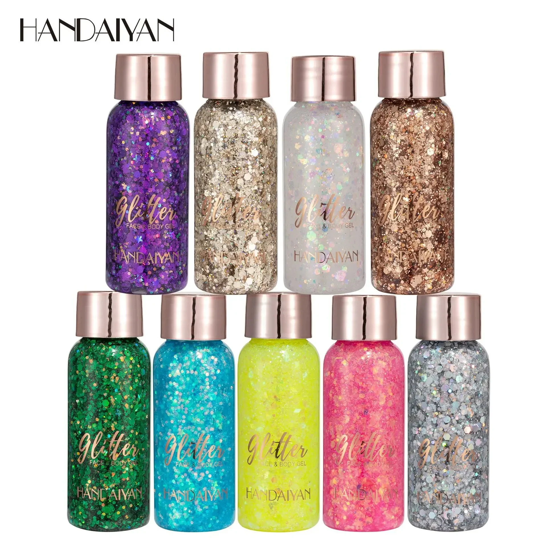 HANDAIYAN Paillettes Trucco Glitter Viso e Corpo Gel Capelli e Unghie Gel Art Glitter Gel Spettacolo Teatrale Paillettes Ombretto Trucco