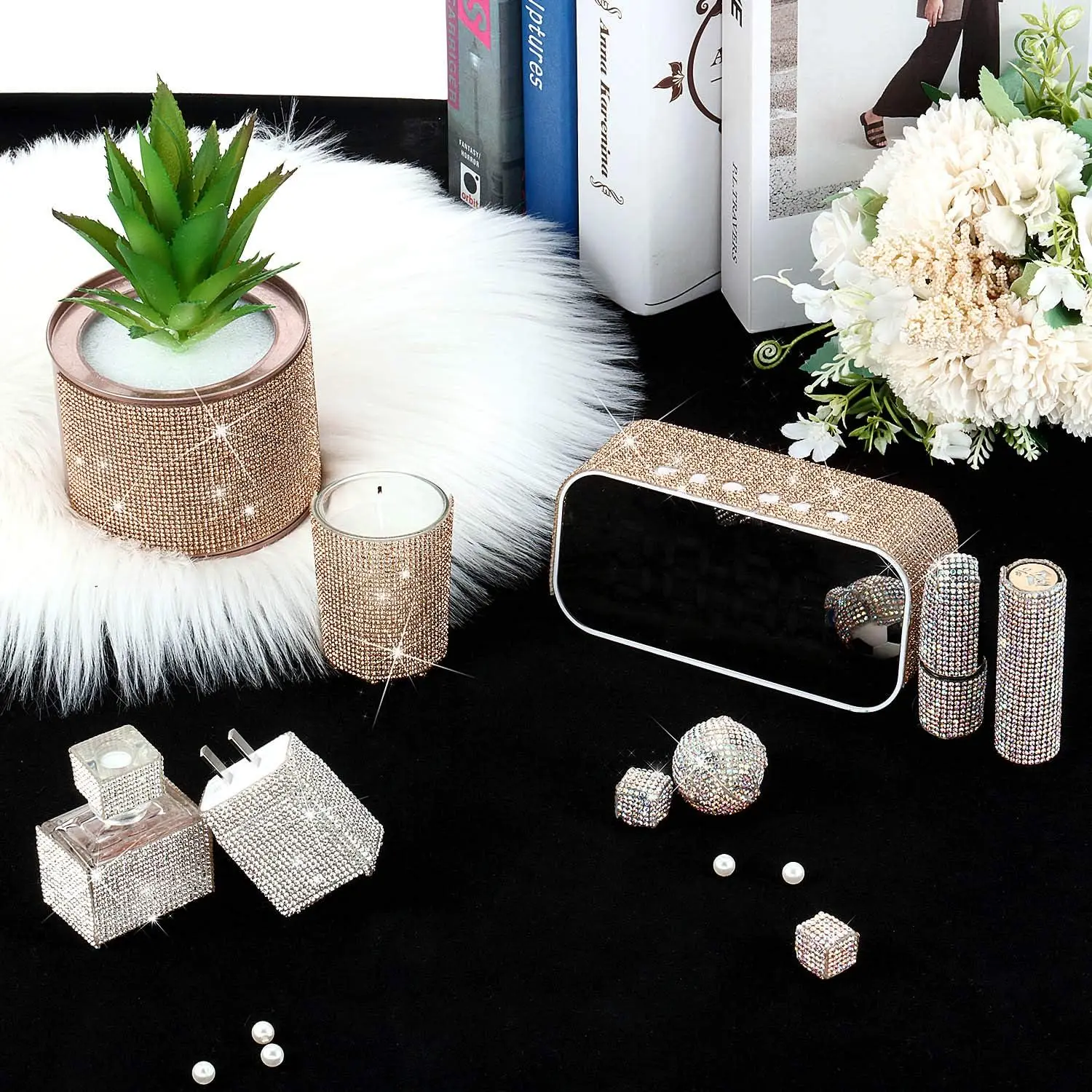 5 Stück Selbstklebende Strass-Aufkleber Glitzer-Kristall-Edelstein-Sticker Bling Bling Diamant Auto Handy Tasche Geschenkbox Party DIY Dekoration – Detail 3