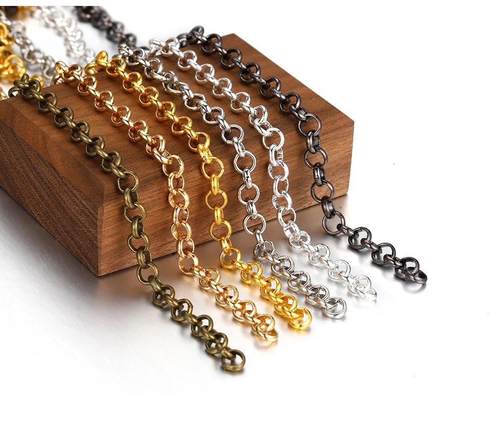 1 Meter 2 Meter geprägte O-Form Halskette Ketten Kupfer Armband Kabel Link Bulk Offene Ringketten für DIY Schmuckherstellung – Detail 11