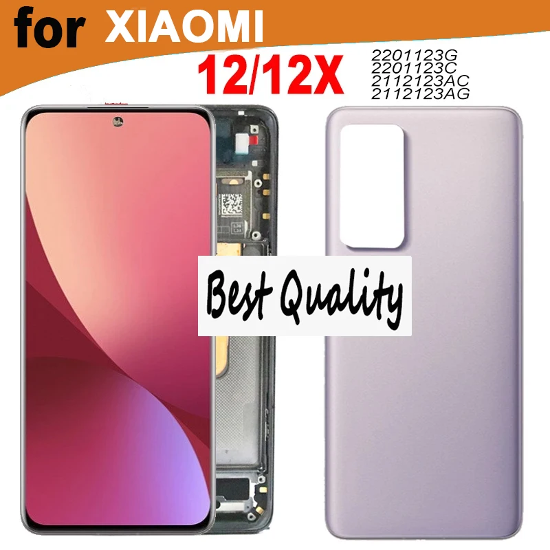 Original LCD for Xiaomi 12 Mi 12 Touch Screen Mi 12 2201123G 2201123C Amoled Display Mi 12X Mi12X 2112123AC with Back Cover