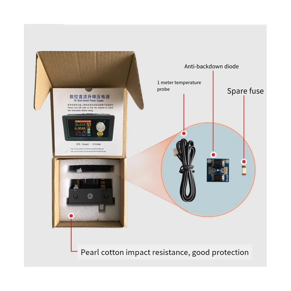 216W DC CNC Antihypertensive Boost Converter 6-30V Adjustable Power Supply Input Constant Voltage Solar Charging Module