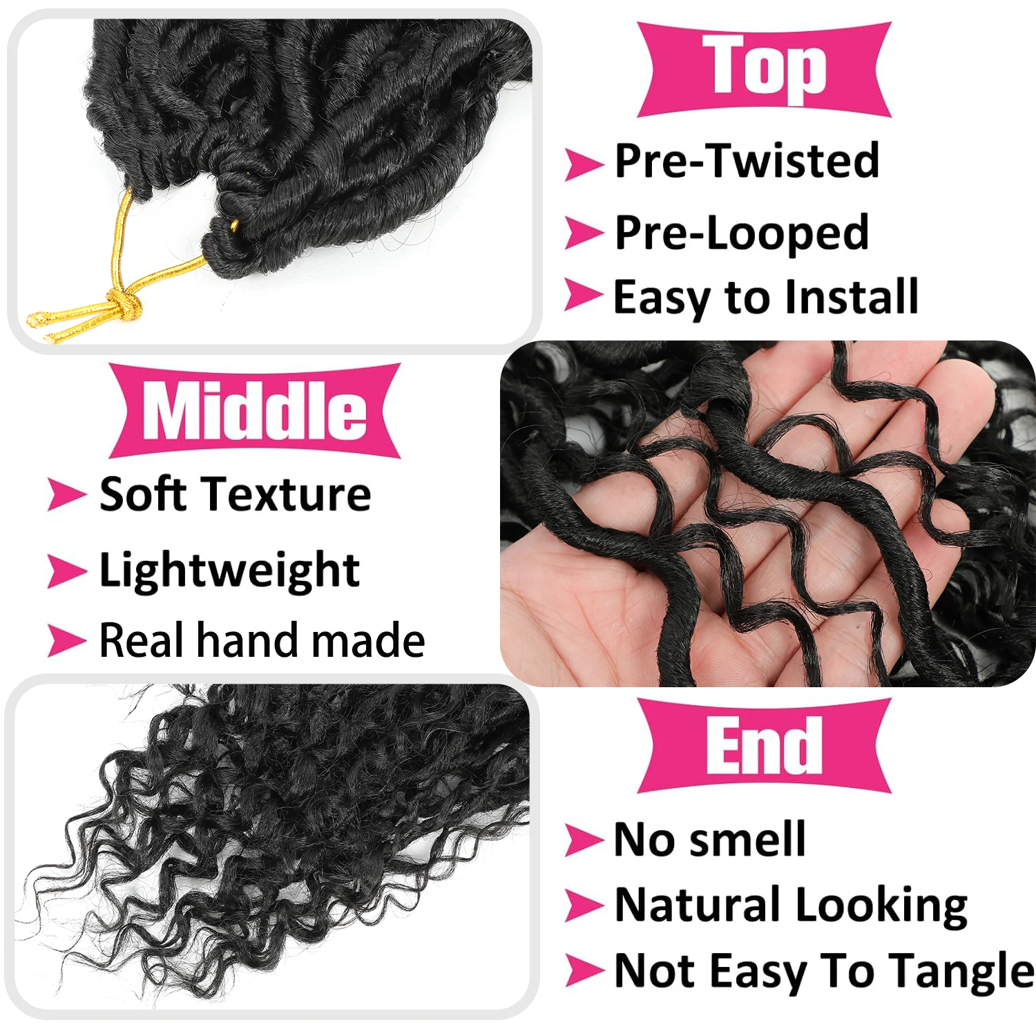 10/14/18/24 inch Goddess Locs Crochet Hair 6 Packs Faux Locs Crochet Hair for Black Women Pre Looped River Synthetic