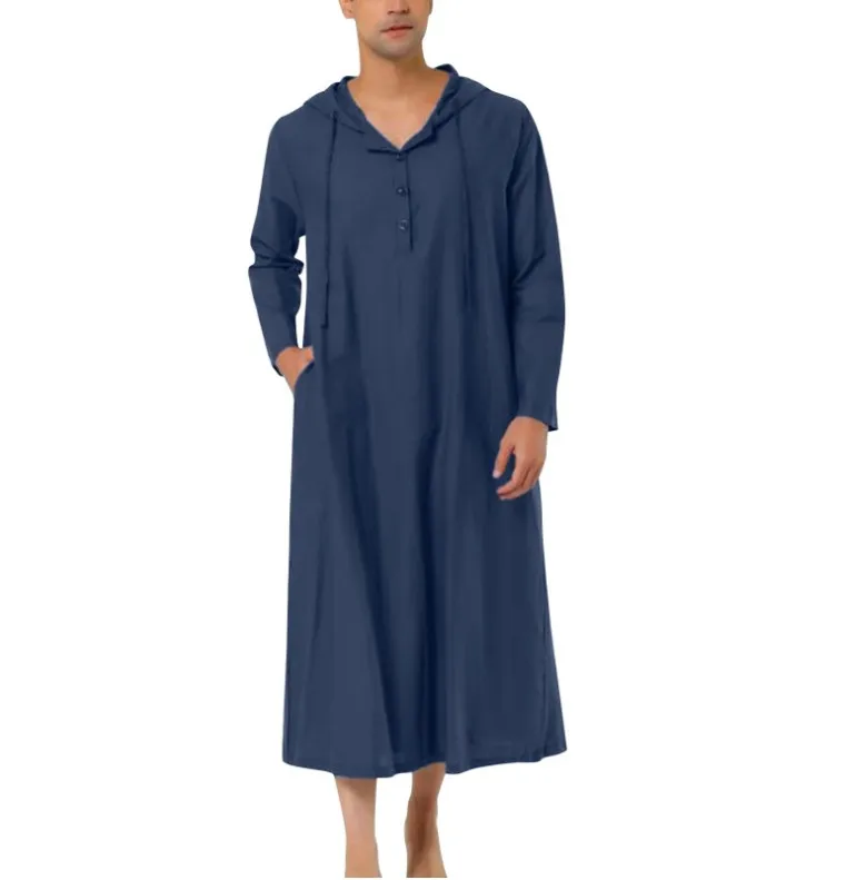 Mens Long Robe Muslim Kimono Dishdasha Modest Abaya Islamic Dubai Saudi Abayas Prayer Hooded Kaftan Ramadan Morocco Jubba Thobe