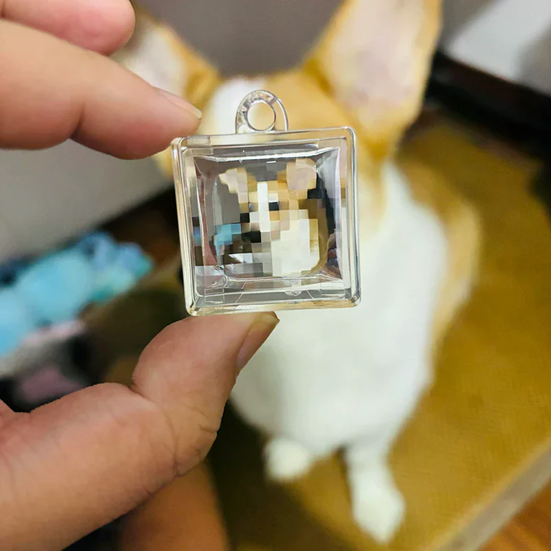 New 1PC Blank Acrylic Pixel Filter Keychain Clear Frame Keyring Couple Anniversary Graduation Bag Pendant DIY Accessories