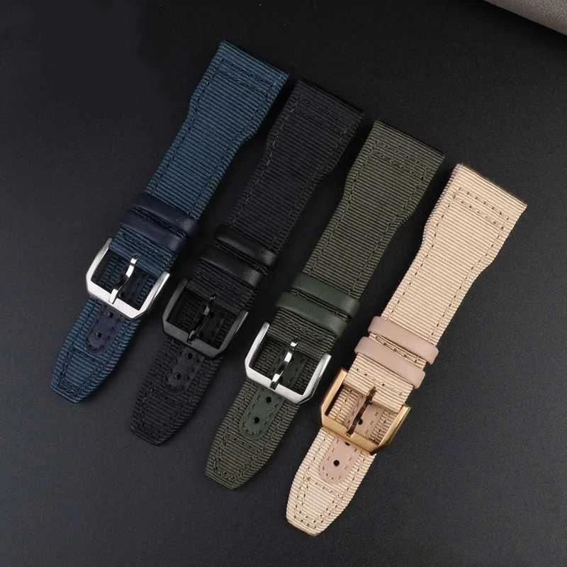 20mm 21mm 22mm Nylon Strap For IWC Pilot Mark XVIII Spitfire Bronze Portugieser Watch Replacement Strap Repair Black Blue Green