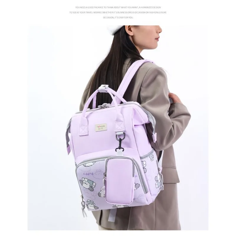 

1pcs Multi Functional Diaper Backpack Large Capacity with Adjustable Strap Front Zipper Pocket Wide Opening Lightweight