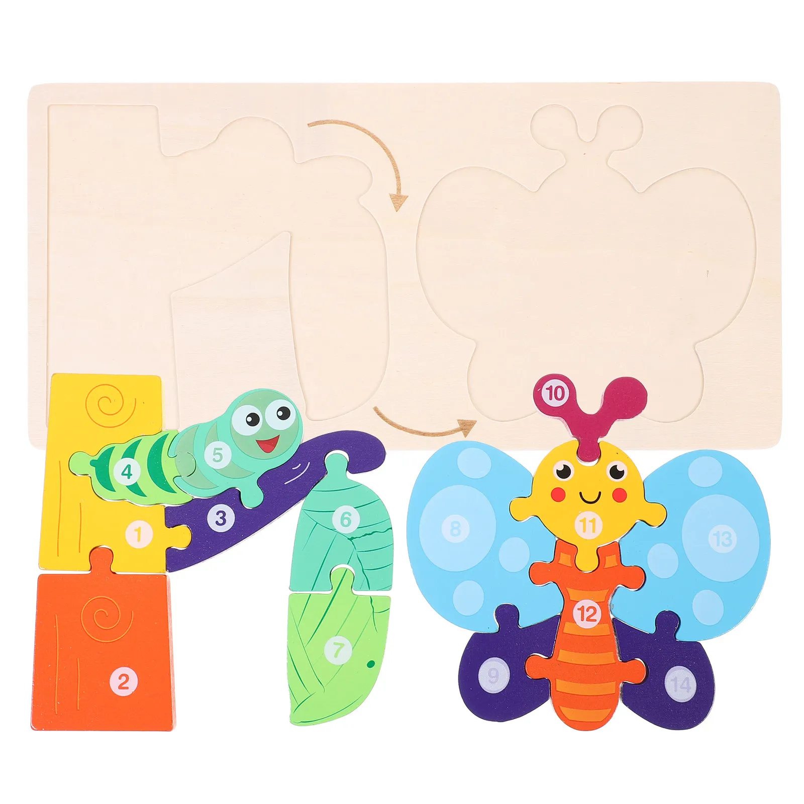 1Set Rooster Growth Puzzle Educational Learning Aid Birthday Gift Wooden Jigsaw Early Education Cognitive Development Puzzle