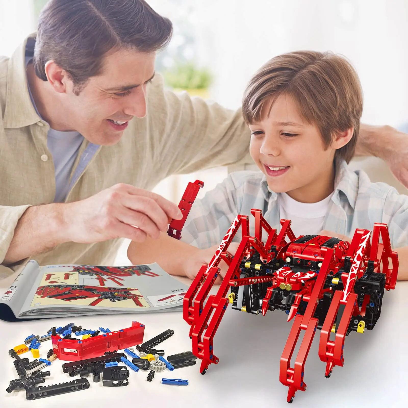 818pcs Remote Control Red Spider STEM Robot Building Block Kit MOC Science Construction Play Sets Educational Toy for Kids Gifts