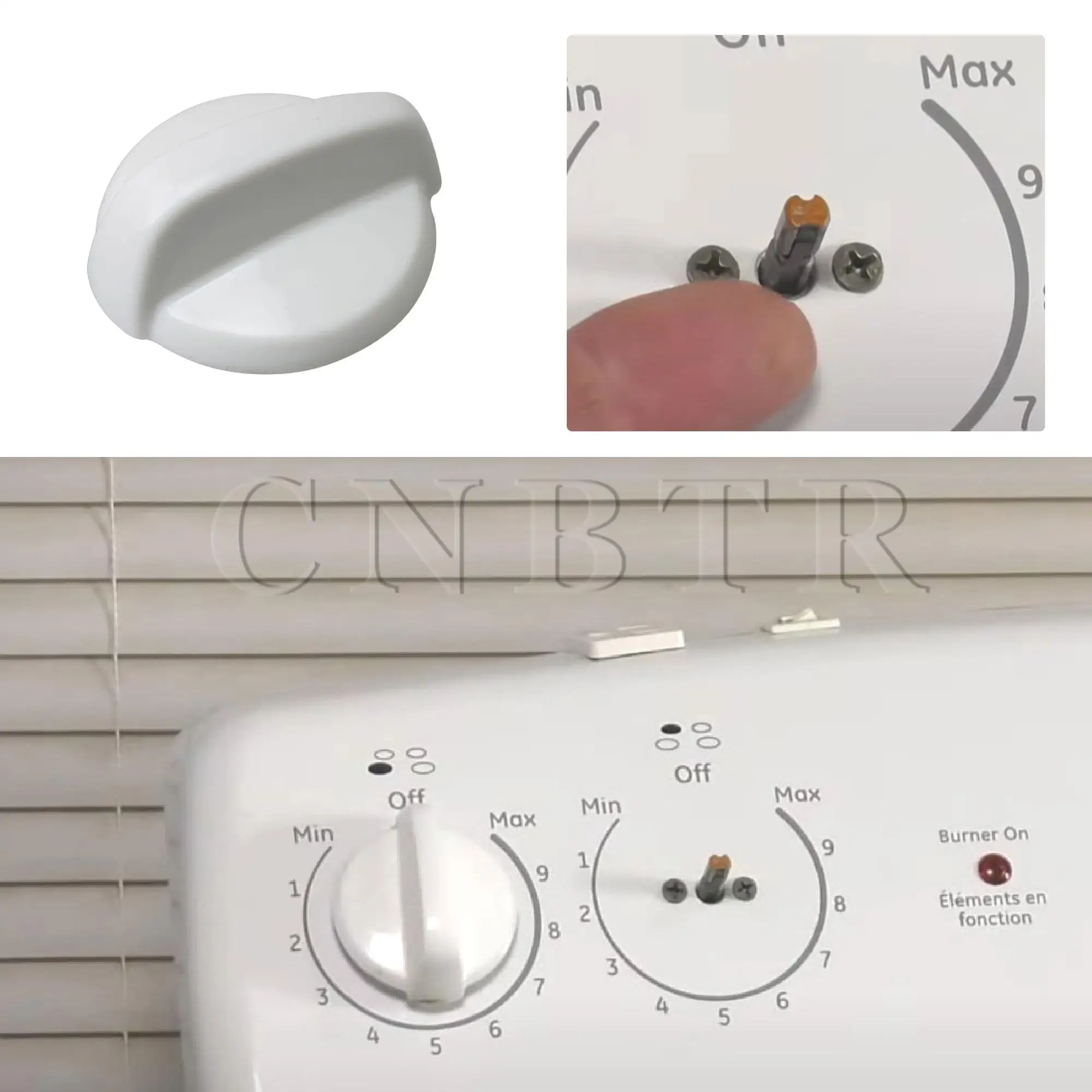 CNBTR 6Pieces Plastic Burner Control Knobs 1/4 inch Replacement for GE WB03T10282